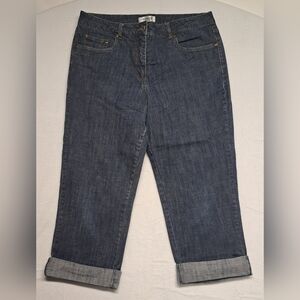 Coldwater Creek 16 Denim Cropped Capri Jeans Cuffed Zipper Fly 5 Pocket